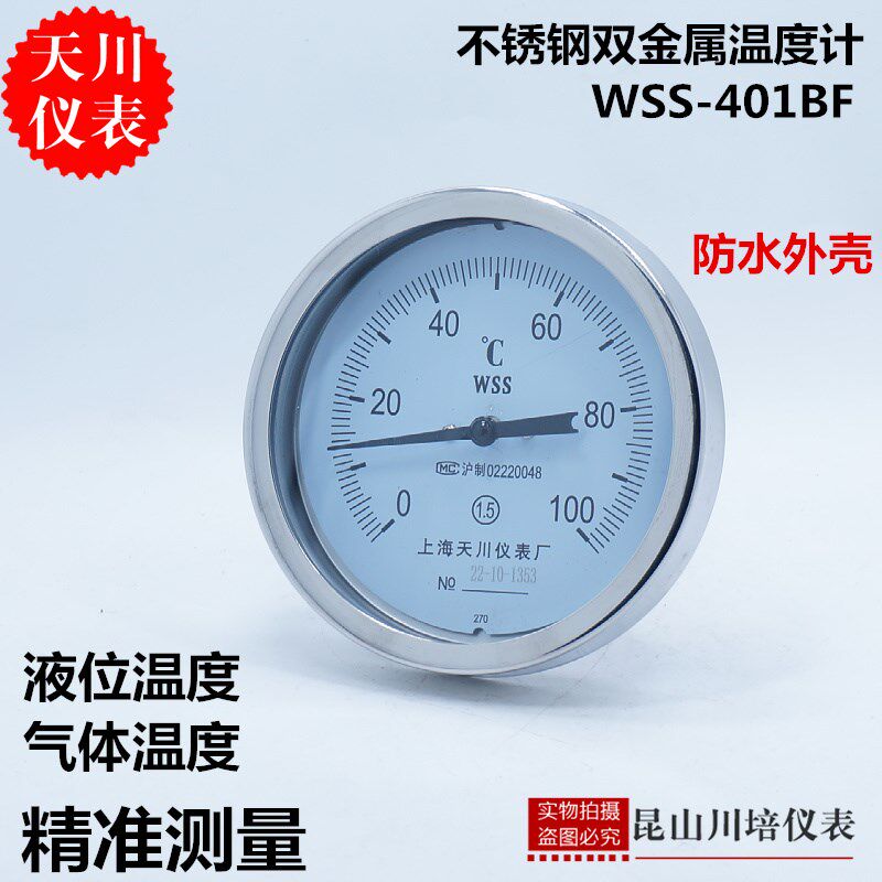 全不锈钢WSS-401BF轴向双金属温度计防水外壳上海天川室外温度表