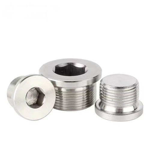 304不锈钢内六角法兰堵头G1G2闷头带边管堵丝堵油塞M10M12M16-M60