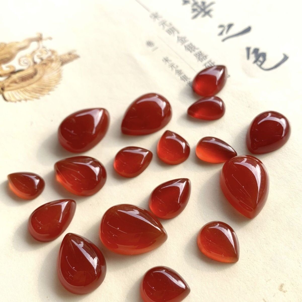 椭圆形戒面仿红宝石玛瑙色琉璃水晶玻璃DIY手工镶嵌戒指发簪配件
