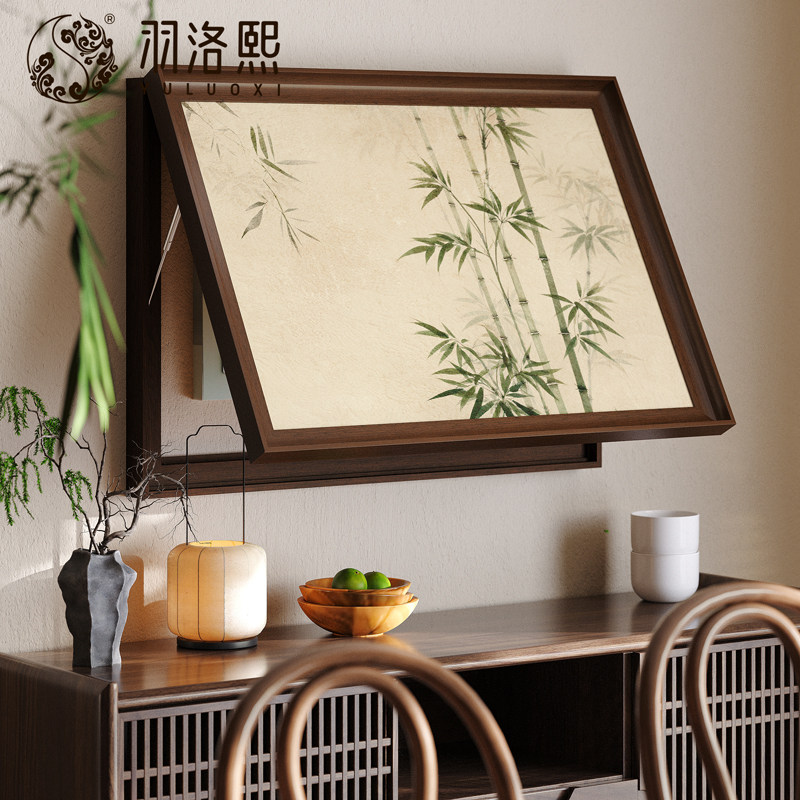 竹子新中式电表箱挂画宋代美学多媒体盒遮挡箱装饰画电闸配电箱画