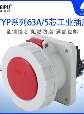 威浦TYP5924 工业插头 暗装直式插座 63A5芯 IP67 WEIPU正品 防水