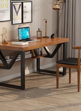 北欧作实木书桌家用办桌体一工台卧室靠墙原on-16458木公长桌卧室