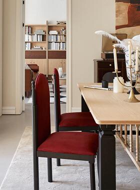 实软包餐椅法美复古式高背椅客XMQ厅单人椅中木古式书椅