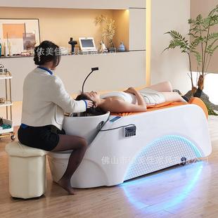 全自按动电动摩加宽洗头理A34橙色发专店用美发冲水发廊熏蒸水床