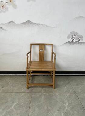 新约中式实漆木围老榆木茶椅F97S6T7H免主人椅餐椅客椅椅现代简卯