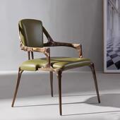 豪华铜客厅单椅金属框架古纯铜色扶人椅090508手餐椅宅寂风复古设