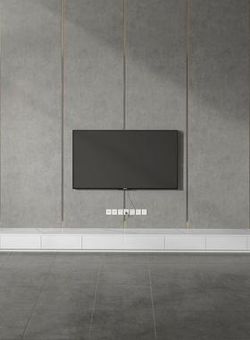 超薄Ywmti7QA电视地柜20厘极窄款小户型米岩板实白色落地无腿台柜