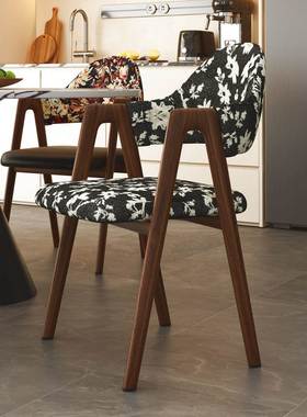 背中AL-88882古餐风椅家用仿实木新款餐桌椅子复古级高感小户型餐