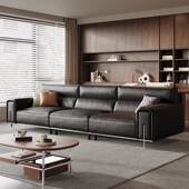 客厅黑色2024年MKL晟头层牛皮沙新款 高极简靠背红 发沙发直排意式