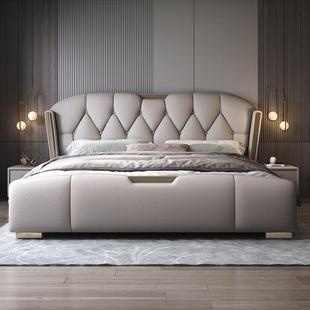 意式 轻物奢现代结简约双人床豪华软包储床卧室华婚豪DAR大床