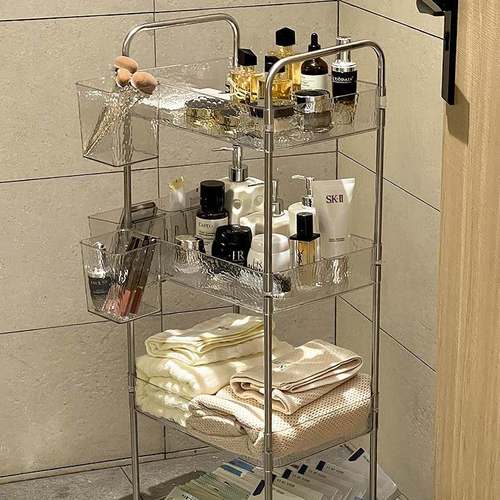 浴室套装小推收车置物浴所架卫生间多层厕落地88810151架子移动放