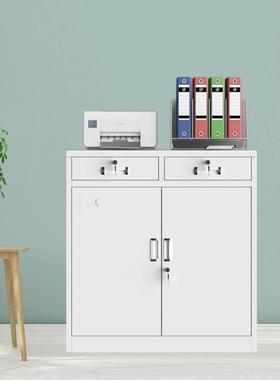 铁玻璃对开矮资料档案存放纳柜推VIF拉移门收码书柜柜带锁密储物