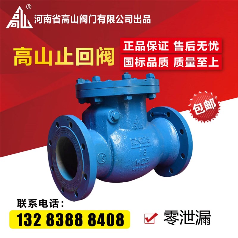 高山牌高温蒸汽法兰止回阀H44H-40C64C翻板铸钢旋启式止回阀DN100