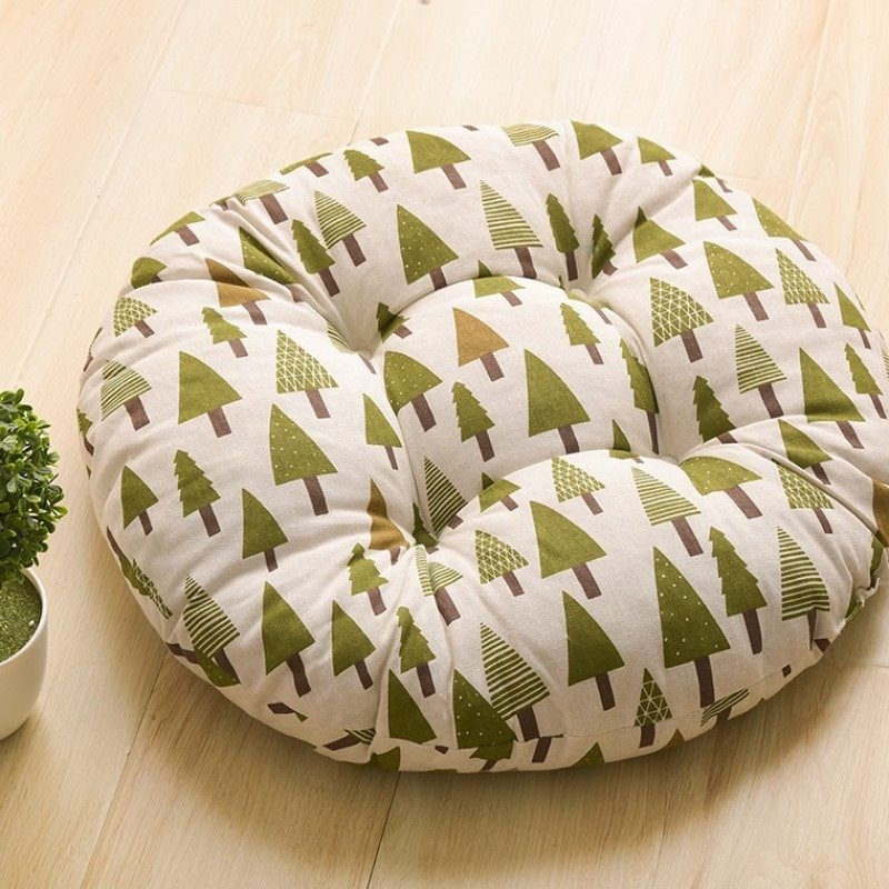 车载家用圆坐垫小圆凳子垫靠背椅软垫座椅躺椅垫碎花耐用厚垫木凳