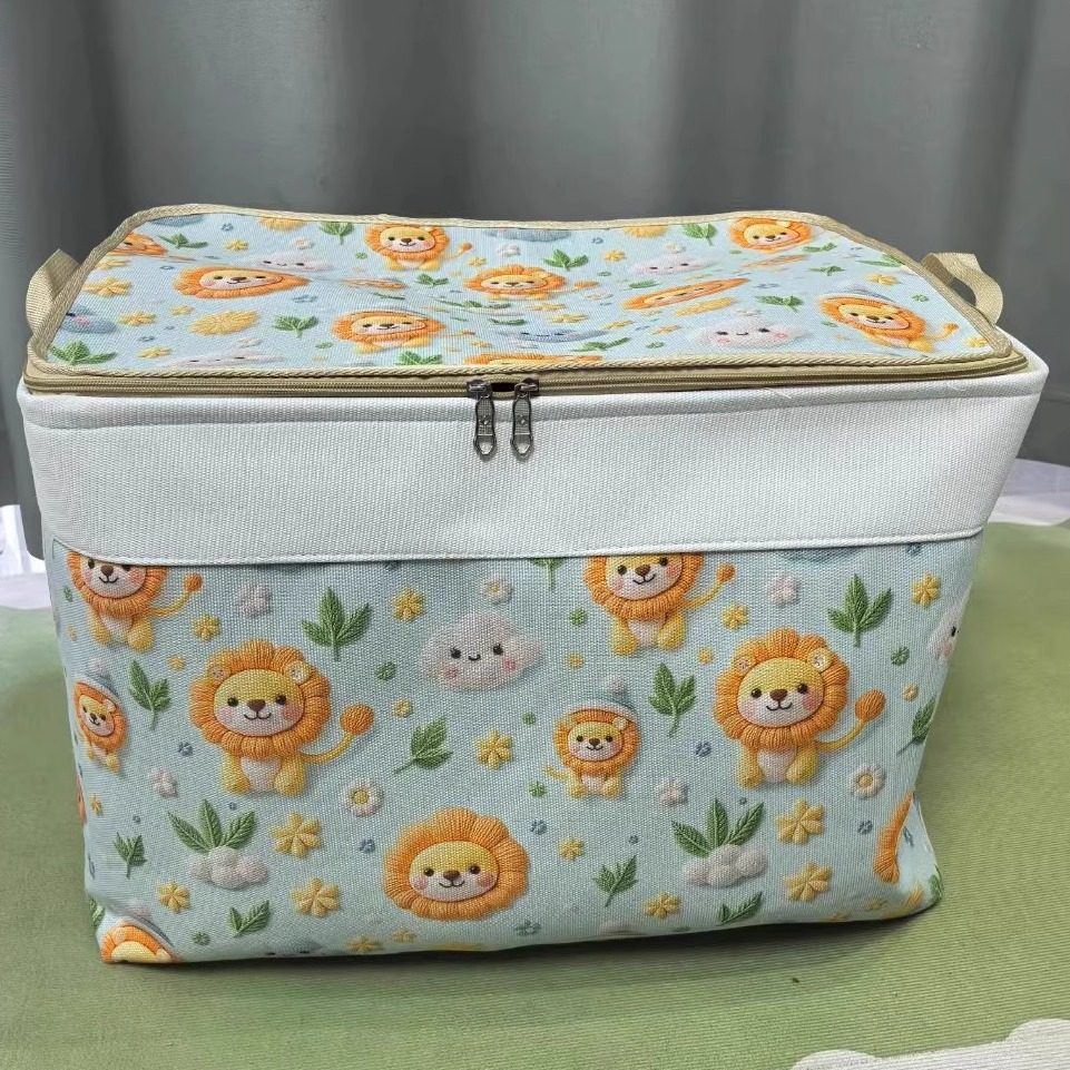 新款立体60升帆布收纳箱双拉链带钢圈整理箱家用衣柜换季收纳神器,收纳整理,收纳箱,淘宝优惠券,粉丝福利购,淘宝优惠卷