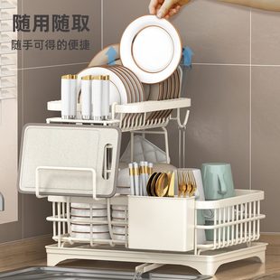 沥水架置物架多功能厨房碗架碗盘收纳架碗碟台面 放碗收纳盒家用式