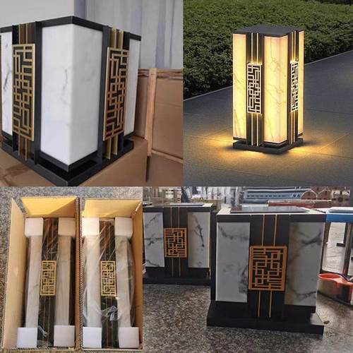 中式柱头灯太阳能落地灯小区别墅大门口门柱灯古典禅意景观柱头灯