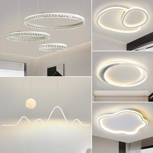 吊灯客厅2025年新款 现代简约大气大厅主灯餐厅环形水晶奶油风灯具