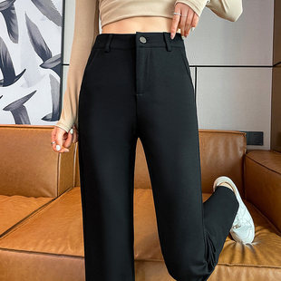 窄版直筒裤女高腰2025新款爆款秋冬季女士加绒加厚休闲西装长裤子