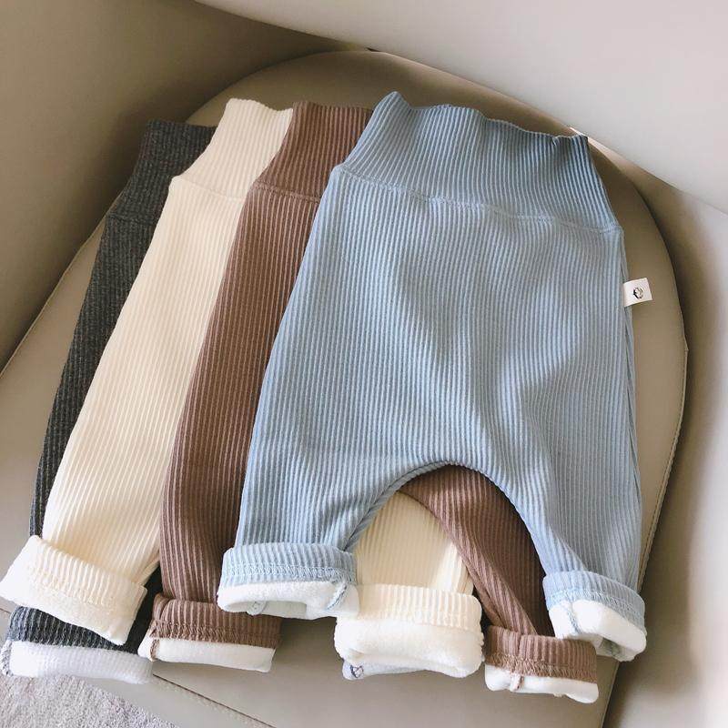 婴儿冬天护肚裤子冬加绒保暖加厚一岁宝宝高腰护肚休闲紧身打底裤