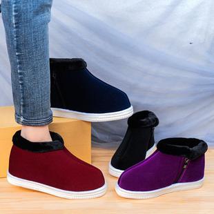 子 保暖加绒加厚拉链防滑耐磨软底灯芯绒男女士鞋 手工棉鞋 女冬季