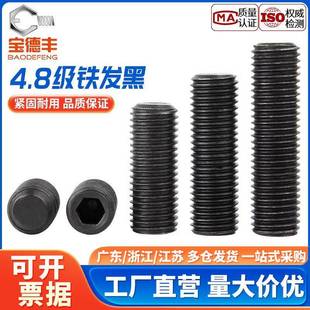 4.8级细牙紧定螺丝内六角平端机米顶丝止付螺钉M8M10M12M14M16M20