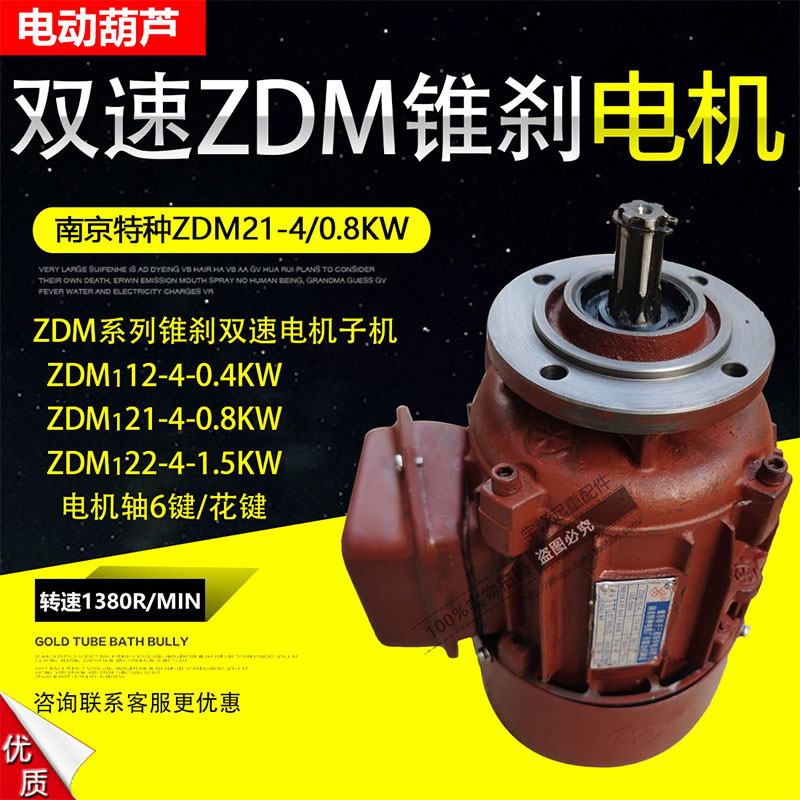 南京特种ZDM21-4/0.8KW电动葫芦双速锥刹电机子母慢速电机0.4千瓦