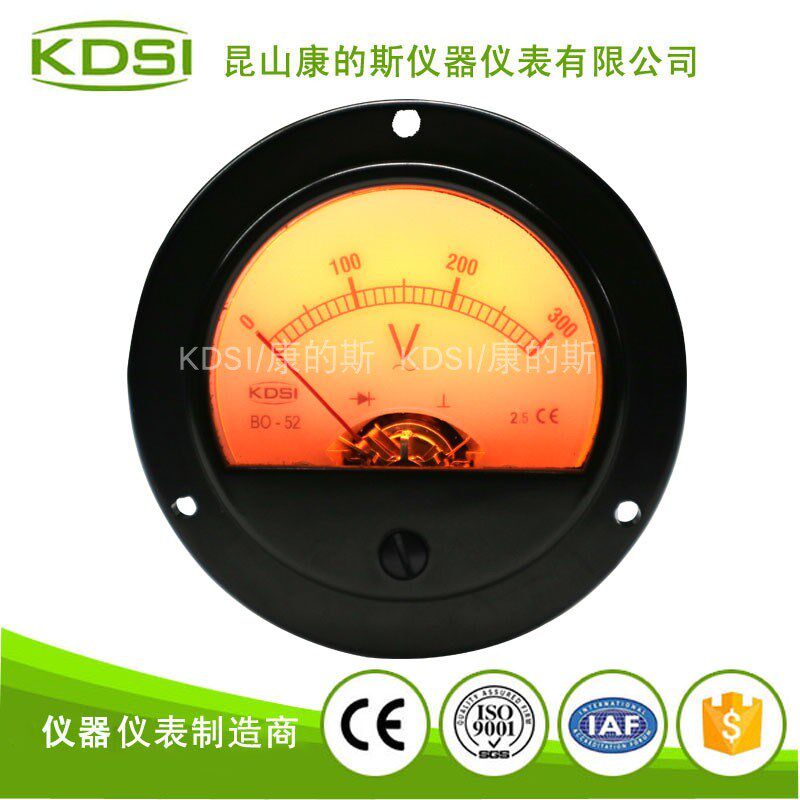 KDSI指针是圆形电压表BO-52 AC300V黄光电压12V 音响用表