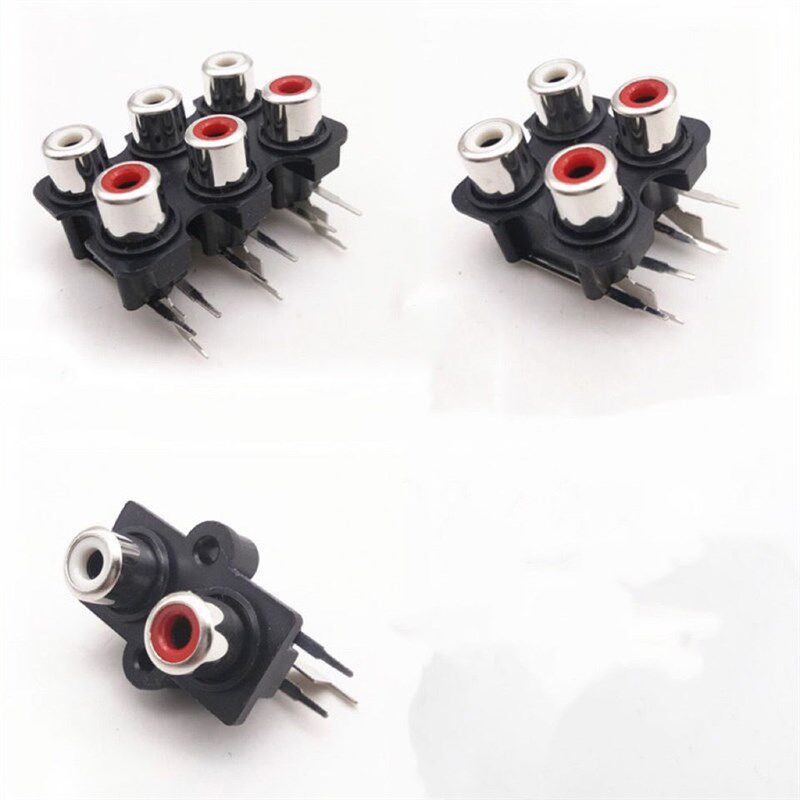 RCA红白音频莲花插座2孔4孔6孔音频接口座母座多媒体音箱功放配件