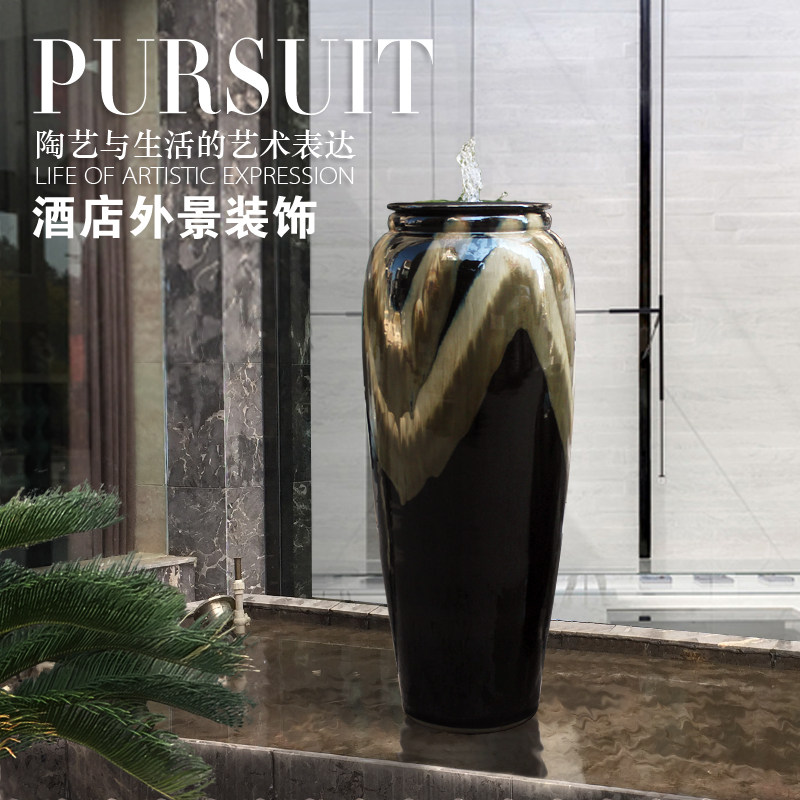 陶瓷景观循环流水罐庭院花园摆件水景花瓶酒店风水设软装饰工艺品