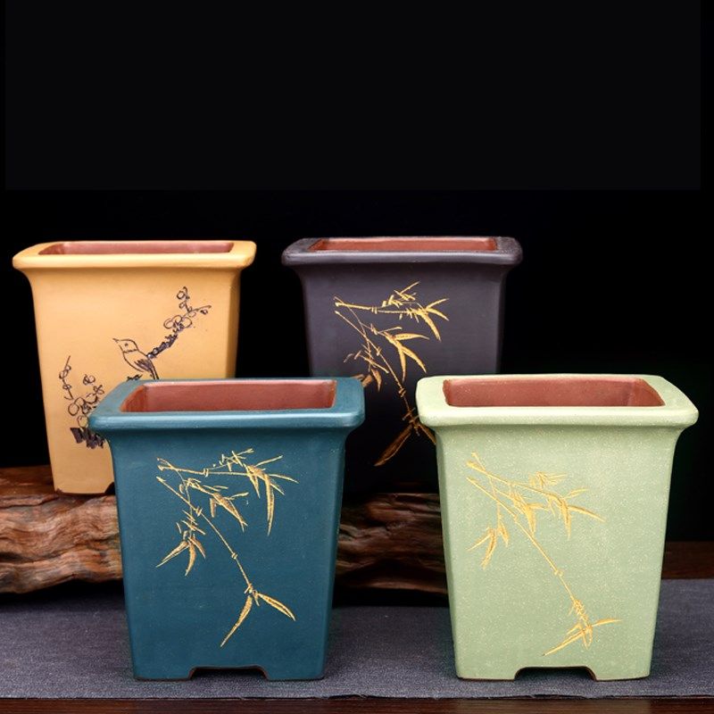 正方形紫砂花盆 四方简约签筒悬崖老桩兰花园艺阳台花卉绿植 包邮,电子/电工,电工胶带,淘宝优惠券,粉丝福利购,淘宝优惠卷