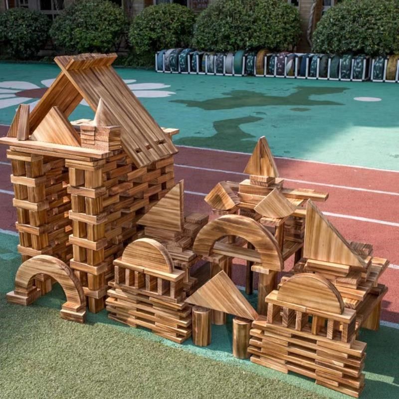 幼儿园户外室外碳化积木炭烧建构区材料实心木质安吉游戏大型直销