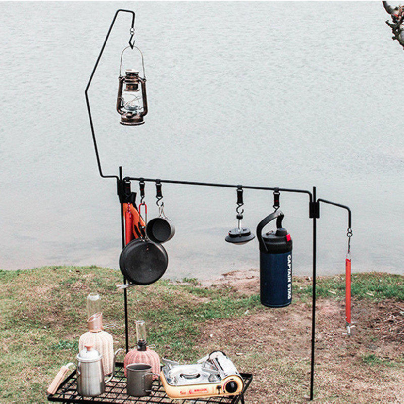 铁艺挂灯架户外露营野营灯杆照明便携式支架置物架灯挂架地插折叠