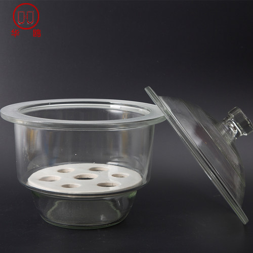 华鸥干燥器实验室透明玻璃150/180/210/240/300/350/400mm白瓷板