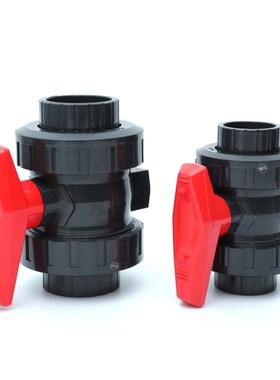 塑料DN25双活接球阀1寸上海现货U-PVC给水双由令阀门灰内径32mm