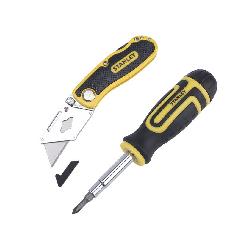 史丹利6合1双头螺丝刀和折叠刀组套螺丝批刀子组合MC-201K-23
