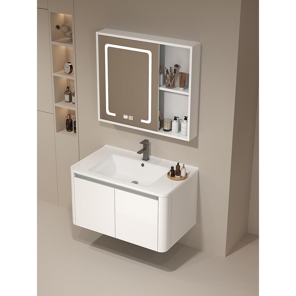 小户型浴室柜卫生间挂墙式洗手盆洗脸池一体式陶瓷盆洗漱台面组合