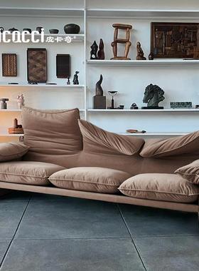 皮卡奇意式极简布艺沙发中古客厅三人直排沙发Maralunga2024新款