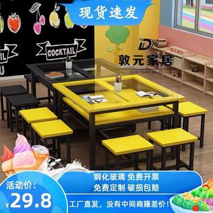 幼儿园小学生玻璃绘画美术书法手工画室学生补习培训辅导班课桌椅