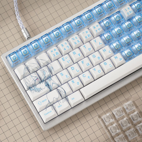 凌波丽正刻透明双拼键帽PBT+PC