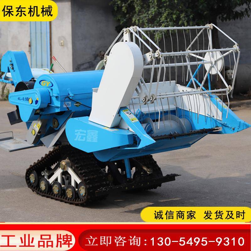 履带式小麦收割脱粒机热销水稻联合收割机自动装袋履带式割稻机