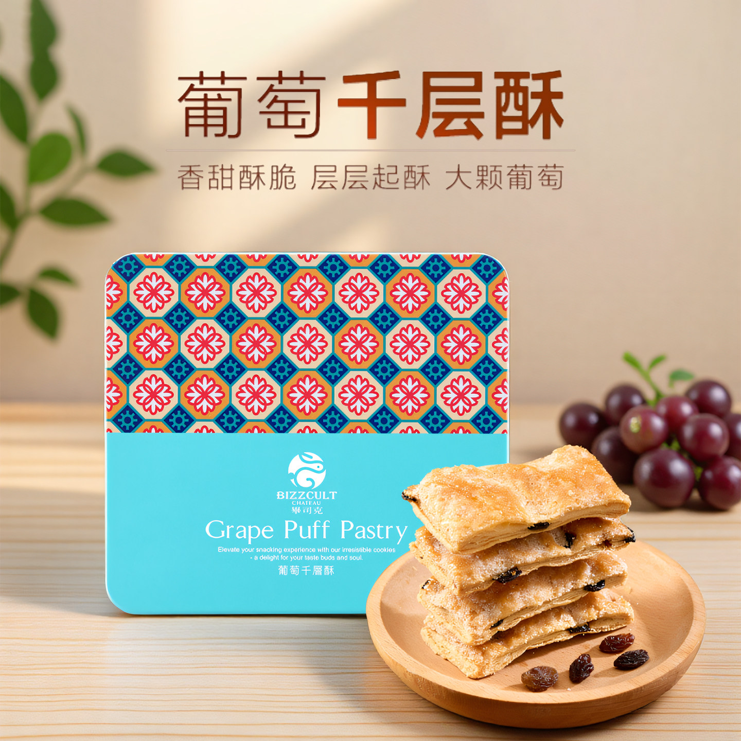 台湾进口毕司克葡萄千层酥礼盒
