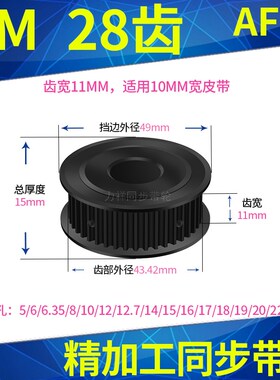 现货同步带轮5M28齿发黑AF齿宽11内孔5 6 8 6.35 10同步轮45#钢5M