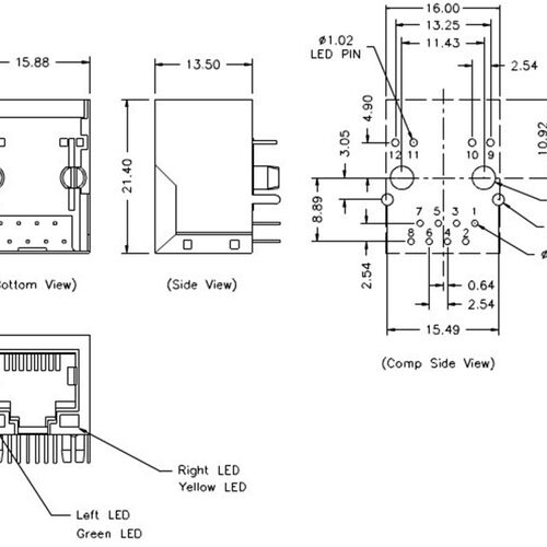HR911105A RJ45连接器 百兆带灯网口 HANRUN 网络变压器HY911105A
