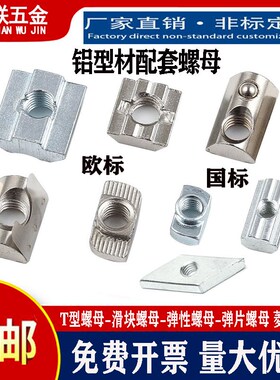 铝型材螺母T型滑块钢珠弹性弹片方形欧标国标2030405M6M8船后装置