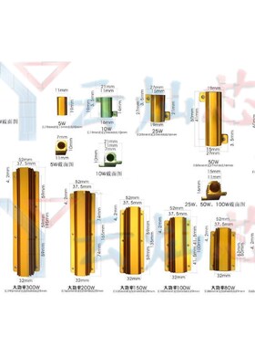 RX24-5W黄金铝壳大功率电阻 1R 1.2R 1.5R 2R 2.5R 2.7R 3R 4R 欧