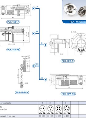 PLk-16R+P,2,3,4,5PIN,锠钢PLT牌航空端子 通信设备金属连接器