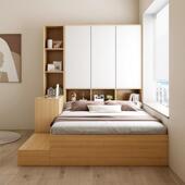 小户型榻榻米床卧室实木衣柜床书桌一体儿童床柜组合多功能收纳床