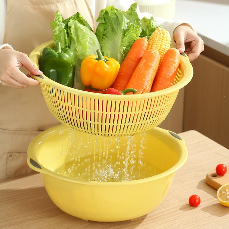 加大号厨房双层塑料洗菜盆滴水篮洗水果篮多用洗菜篮沥水篮滤水筛