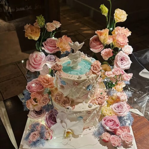 高端氛围许愿池莫奈花园鲜花氛围女神生日蛋糕北京上海全国同城送